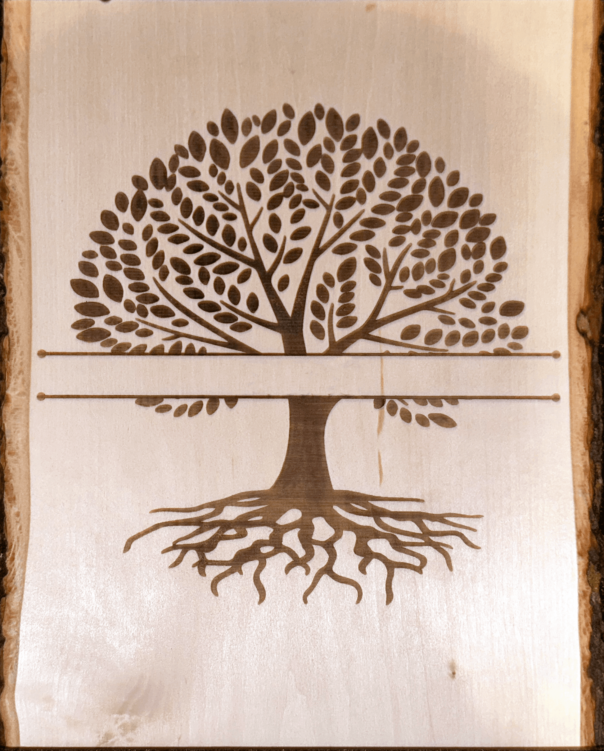 Personalized Family Tree Live Edge Basswood Sign - Precision Etch