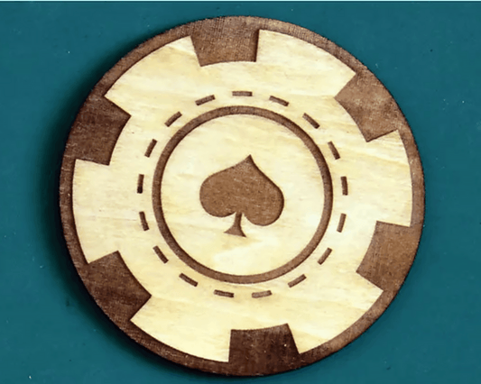 Basswood Poker Chip Coaster (Set of 4) - Precision Etch